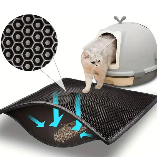 Premium Cat Litter Tray Mat – Dual-Layer Design Traps Mess, Waterproof & Anti-Slip for Pet Hygiene