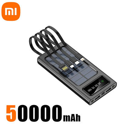 Heavy-Duty 200,000mAh Solar Power Bank – Fast Charging 4-in1 USB | Outdoor Portable Charger with LED Light for iPhone, Samsung & Travel