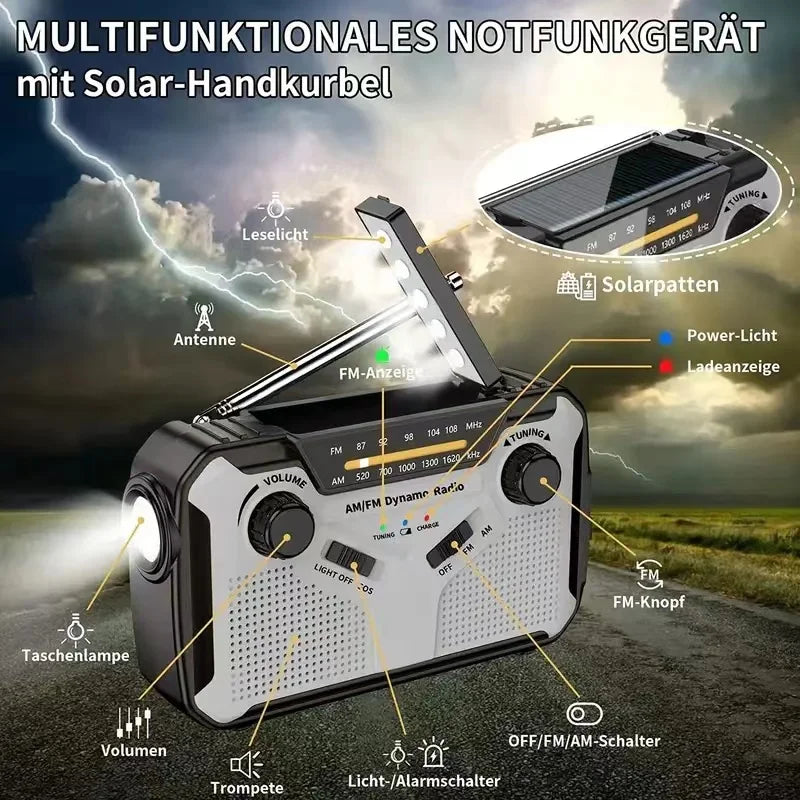 EcoCharge Emergency Radio 4000mAh – Solar & Hand Crank Power