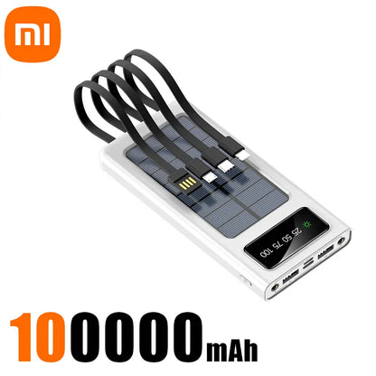 Heavy-Duty 200,000mAh Solar Power Bank – Fast Charging 4-in1 USB | Outdoor Portable Charger with LED Light for iPhone, Samsung & Travel