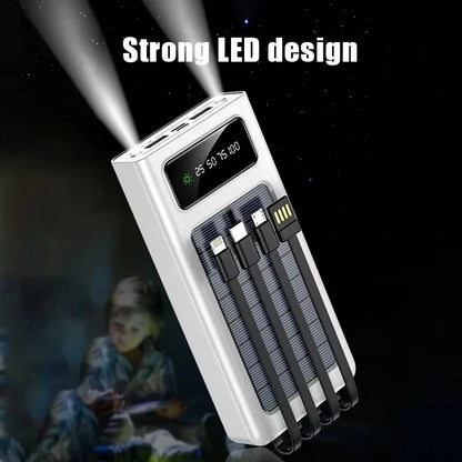 Heavy-Duty 200,000mAh Solar Power Bank – Fast Charging 4-in1 USB | Outdoor Portable Charger with LED Light for iPhone, Samsung & Travel