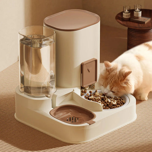 Paws & Drink Duo – Automatic 2-in-1 Cat Feeder & Water Dispenser | Smart Pet Bowl for Food & Fresh Water