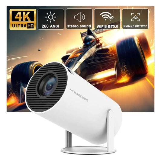 Premium Cubic Pro Smart Projector - 4K Support | Dual-Band WiFi 6 | 260 ANSI | Android 11 OS | Indoor/Outdoor Cinema Experience