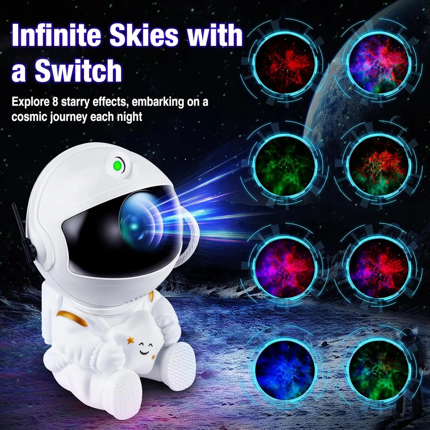 Astronaut Star Projector Lamp - Realistic Galaxy & Cosmic Nebula Projection | LED Night Light for Children's Bedrooms & Home Decoration