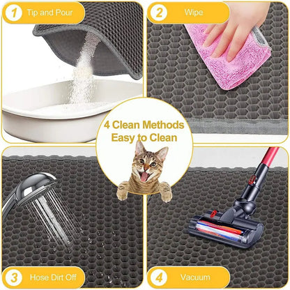Premium Cat Litter Tray Mat – Dual-Layer Design Traps Mess, Waterproof & Anti-Slip for Pet Hygiene