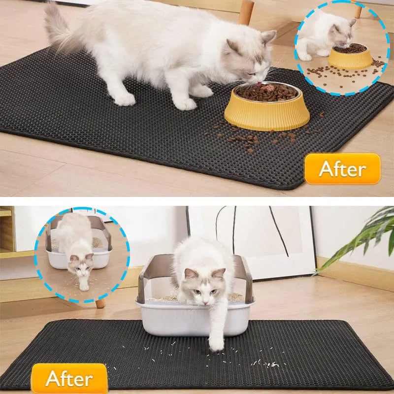 Premium Cat Litter Tray Mat – Dual-Layer Design Traps Mess, Waterproof & Anti-Slip for Pet Hygiene