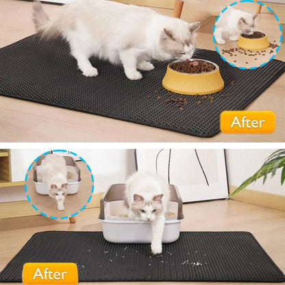 Premium Cat Litter Tray Mat – Dual-Layer Design Traps Mess, Waterproof & Anti-Slip for Pet Hygiene