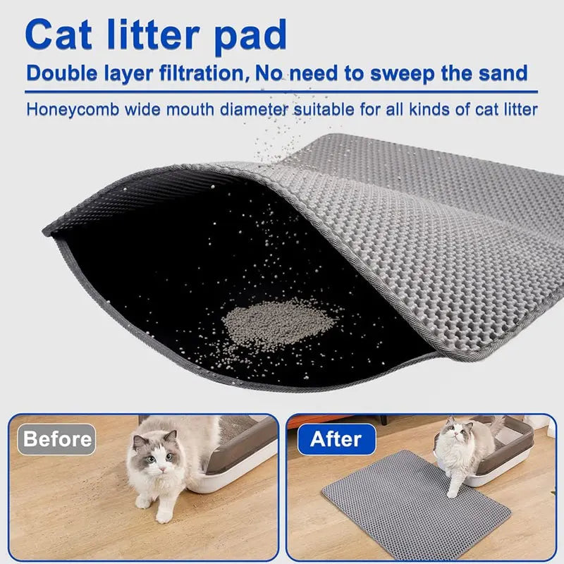 Premium Cat Litter Tray Mat – Dual-Layer Design Traps Mess, Waterproof & Anti-Slip for Pet Hygiene