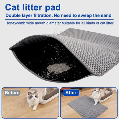Premium Cat Litter Tray Mat – Dual-Layer Design Traps Mess, Waterproof & Anti-Slip for Pet Hygiene