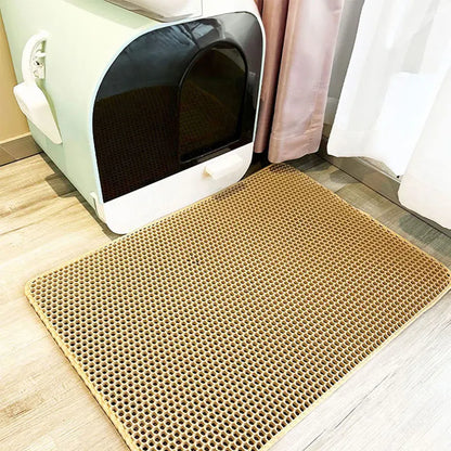 Premium Cat Litter Tray Mat – Dual-Layer Design Traps Mess, Waterproof & Anti-Slip for Pet Hygiene