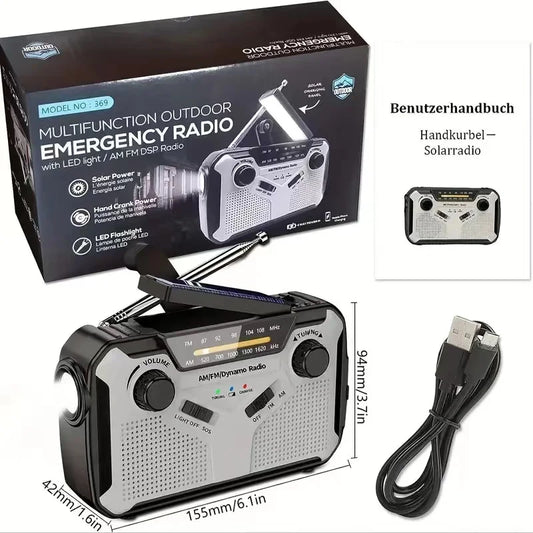EcoCharge Emergency Radio 4000mAh – Solar & Hand Crank Power