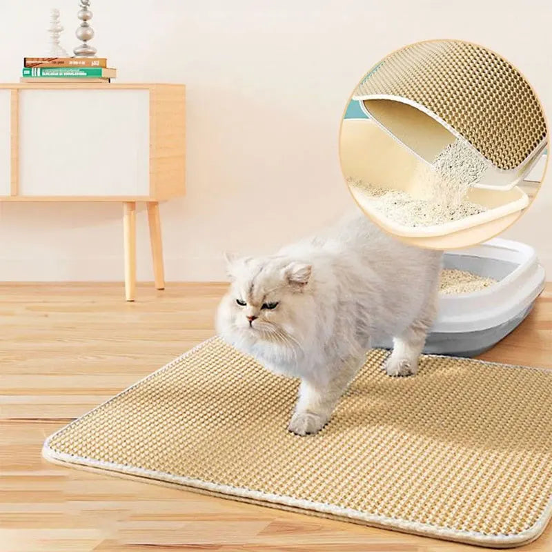 Premium Cat Litter Tray Mat – Dual-Layer Design Traps Mess, Waterproof & Anti-Slip for Pet Hygiene