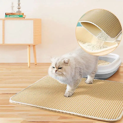 Premium Cat Litter Tray Mat – Dual-Layer Design Traps Mess, Waterproof & Anti-Slip for Pet Hygiene