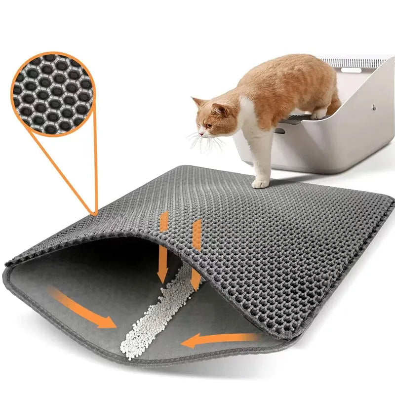 Premium Cat Litter Tray Mat – Dual-Layer Design Traps Mess, Waterproof & Anti-Slip for Pet Hygiene